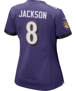 Lamar Jackson 8 Baltimore Ravens Women's Game Player Jersey - Purple