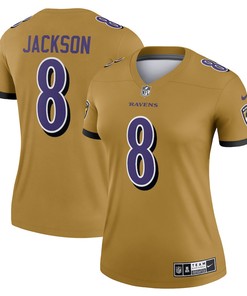 Lamar Jackson 8 Baltimore Ravens Women's Inverted Legend Jersey - Gold
