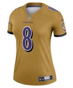 Lamar Jackson 8 Baltimore Ravens Women's Inverted Legend Jersey - Gold