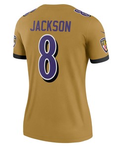 Lamar Jackson 8 Baltimore Ravens Women's Inverted Legend Jersey - Gold