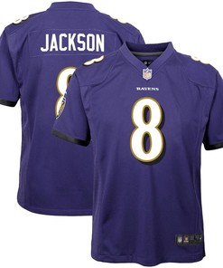 Lamar Jackson 8 Baltimore Ravens Youth Game Jersey - Purple