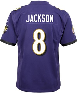 Lamar Jackson 8 Baltimore Ravens Youth Game Jersey - Purple