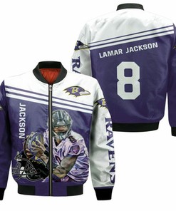 Lamar Jackson Baltimore Ravens 8 Legend 3D Bomber Jacket Model 3220