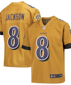 Lamar Jackson Baltimore Ravens Inverted Game Jersey - Gold Nfl