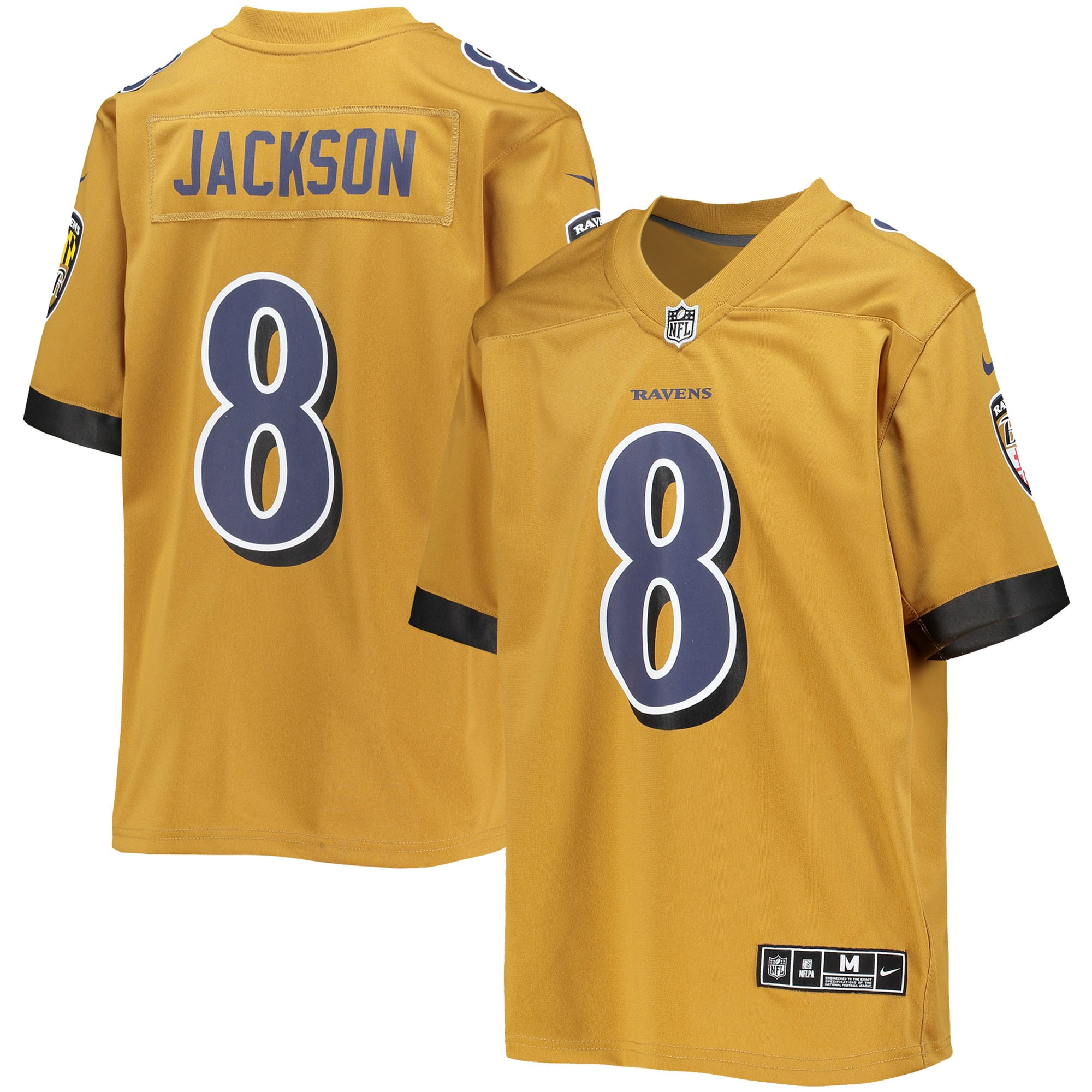 Lamar Jackson Baltimore Ravens Inverted Team Game Jersey - Gold Nfl