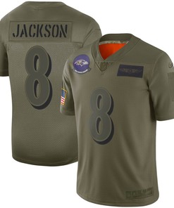 Lamar Jackson Baltimore Ravens Nike Youth 2019 Salute To Service Game Jersey - Olive