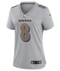 Lamar Jackson Baltimore Ravens Women's Atmosphere Fashion Game Jersey - Gray