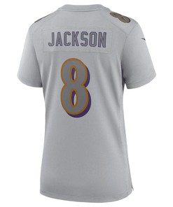 Lamar Jackson Baltimore Ravens Women's Atmosphere Fashion Game Jersey - Gray