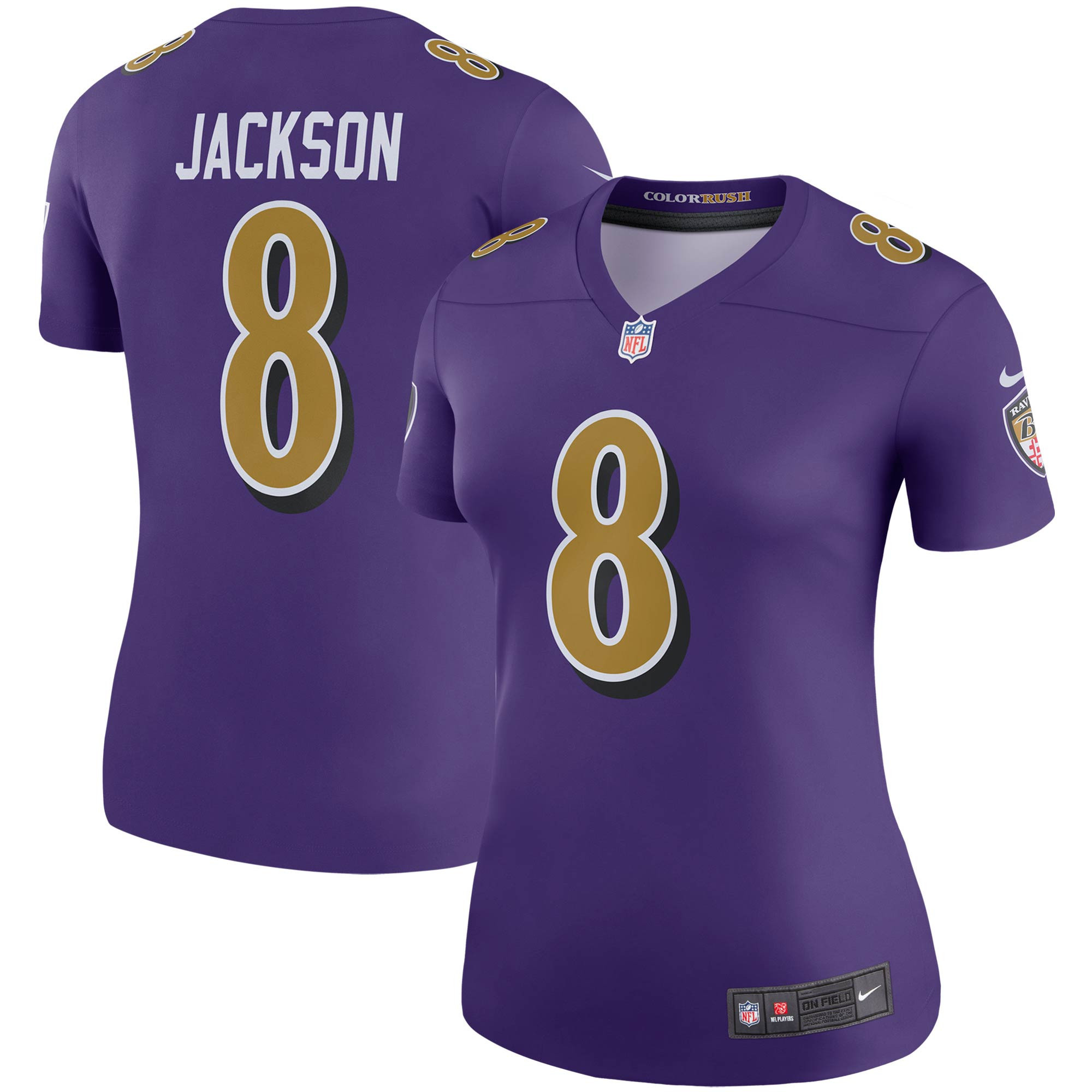 Lamar Jackson Baltimore Ravens Womens Color Rush Legend Player Jersey - Purple Nfl