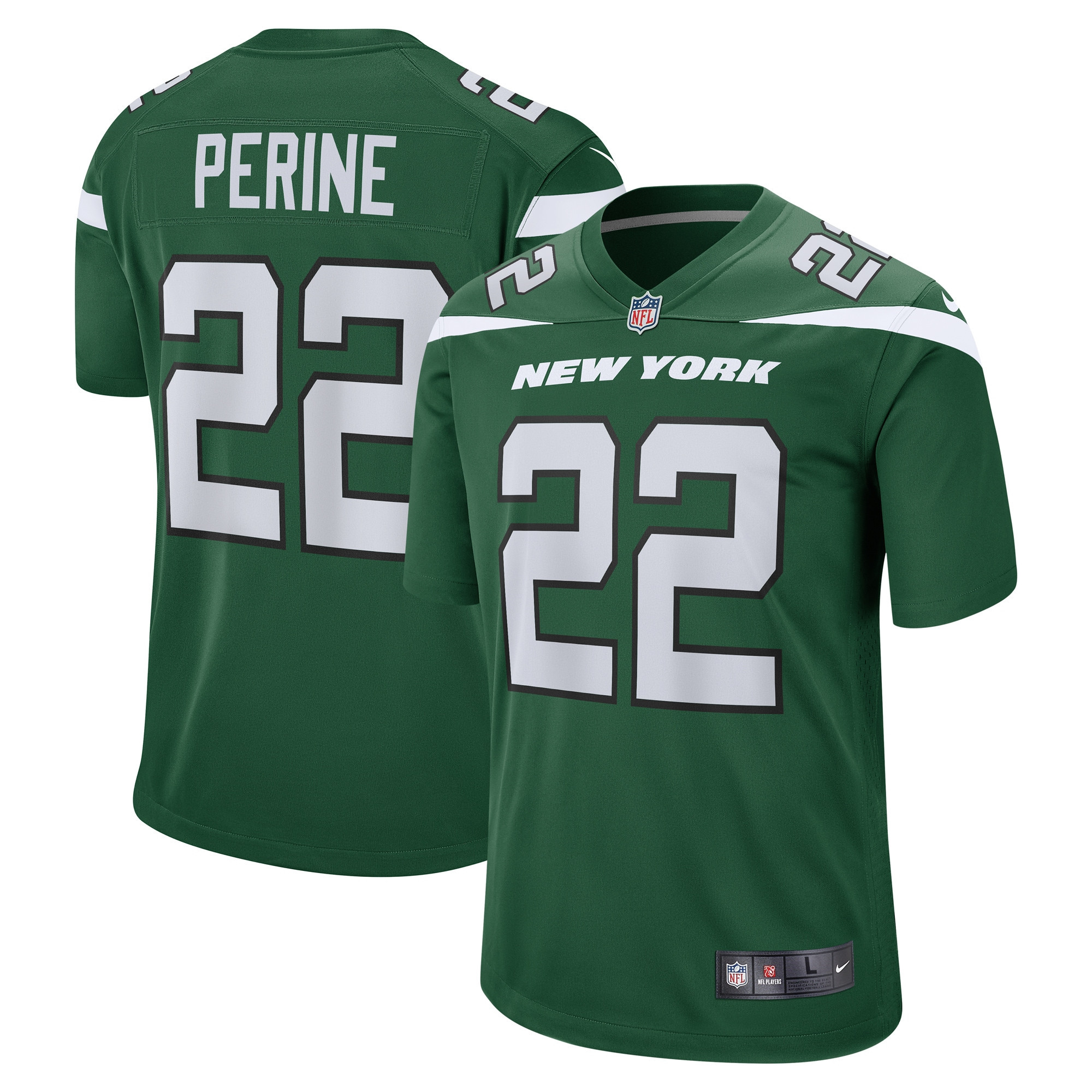 Lamical Perine New York Jets Game Jersey - Gotham Green Nfl