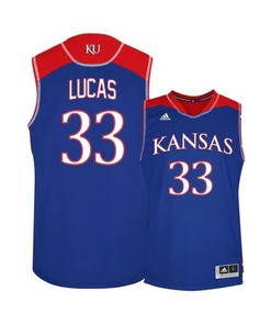 Landen Lucas 33 Kansas Jayhawks Basketball Men Jersey - Blue