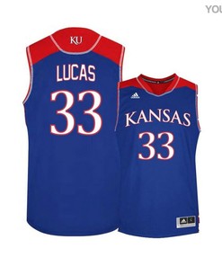 Landen Lucas 33 Kansas Jayhawks Basketball Youth Jersey - Blue