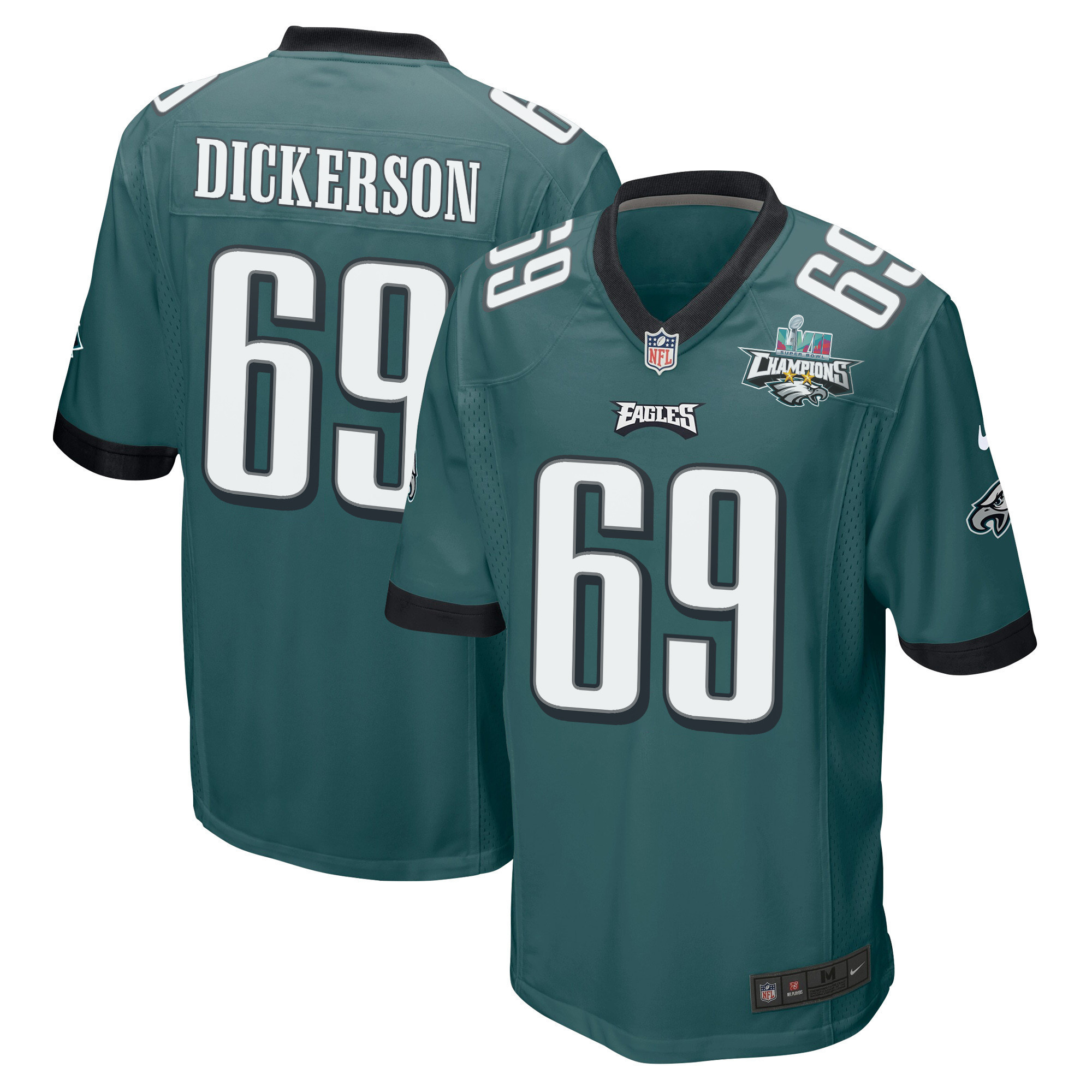 Landon Dickerson 69 Philadelphia Eagles Super Bowl LVII Champions 2 Stars Men Game Jersey - Midnight Green