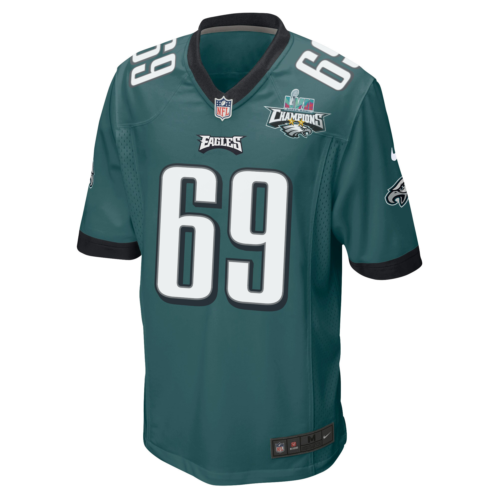 Landon Dickerson 69 Philadelphia Eagles Super Bowl LVII Champions 2 Stars Men Game Jersey - Midnight Green