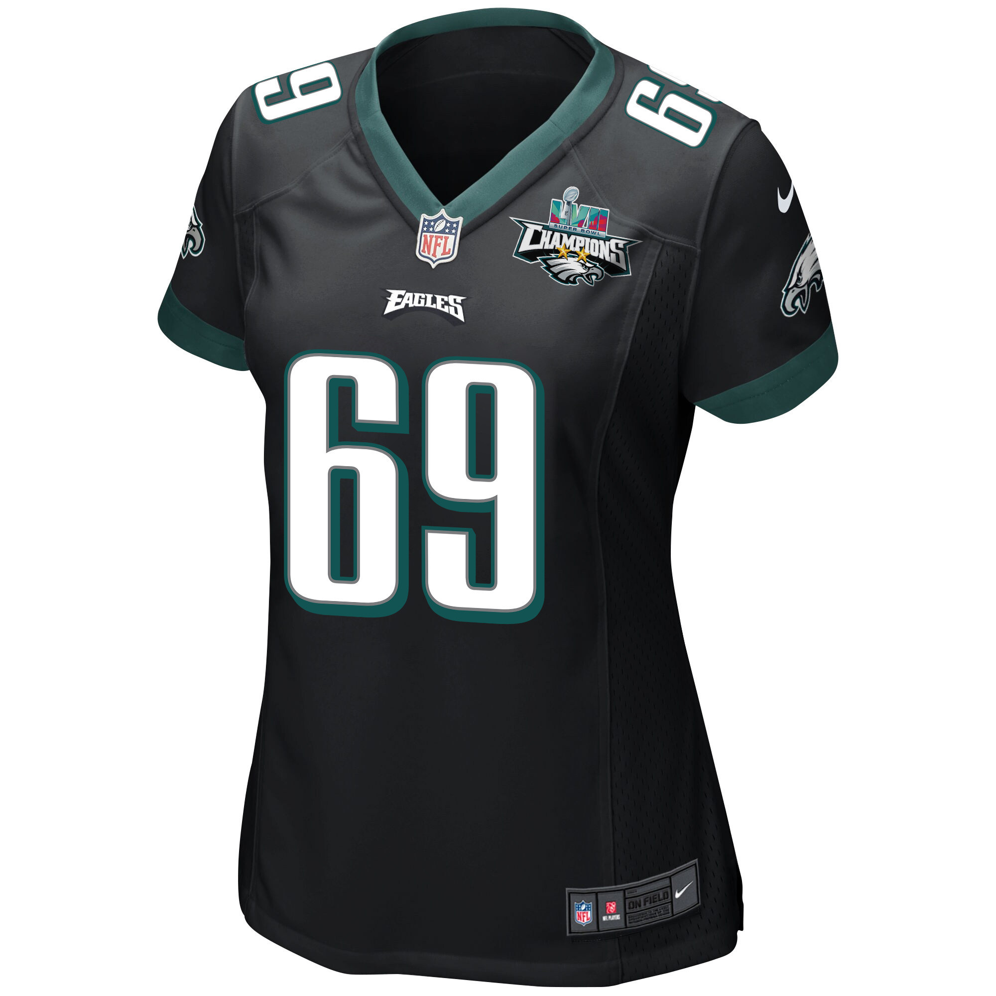 Landon Dickerson 69 Philadelphia Eagles Super Bowl LVII Champions 2 Stars Women Game Jersey - Black