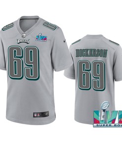 Landon Dickerson 69 Philadelphia Eagles Super Bowl LVII Patch Atmosphere Fashion Game Jersey - Gray