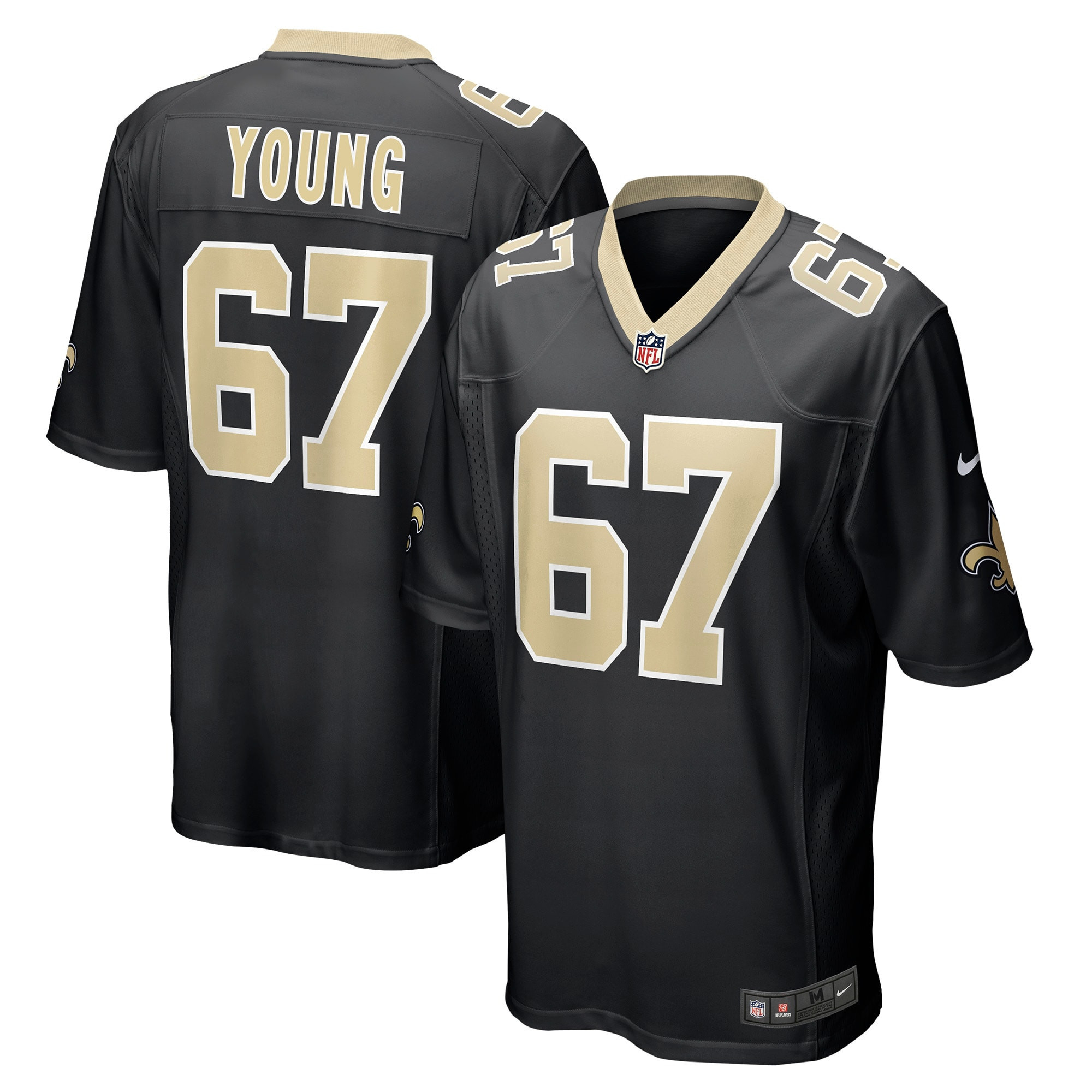 Landon Young New Orleans Saints Game Jersey - Black Nfl