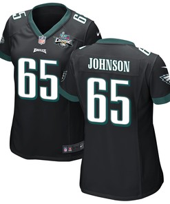 Lane Johnson 65 Philadelphia Eagles Super Bowl LVII Champions 2 Stars Women Game Jersey - Black