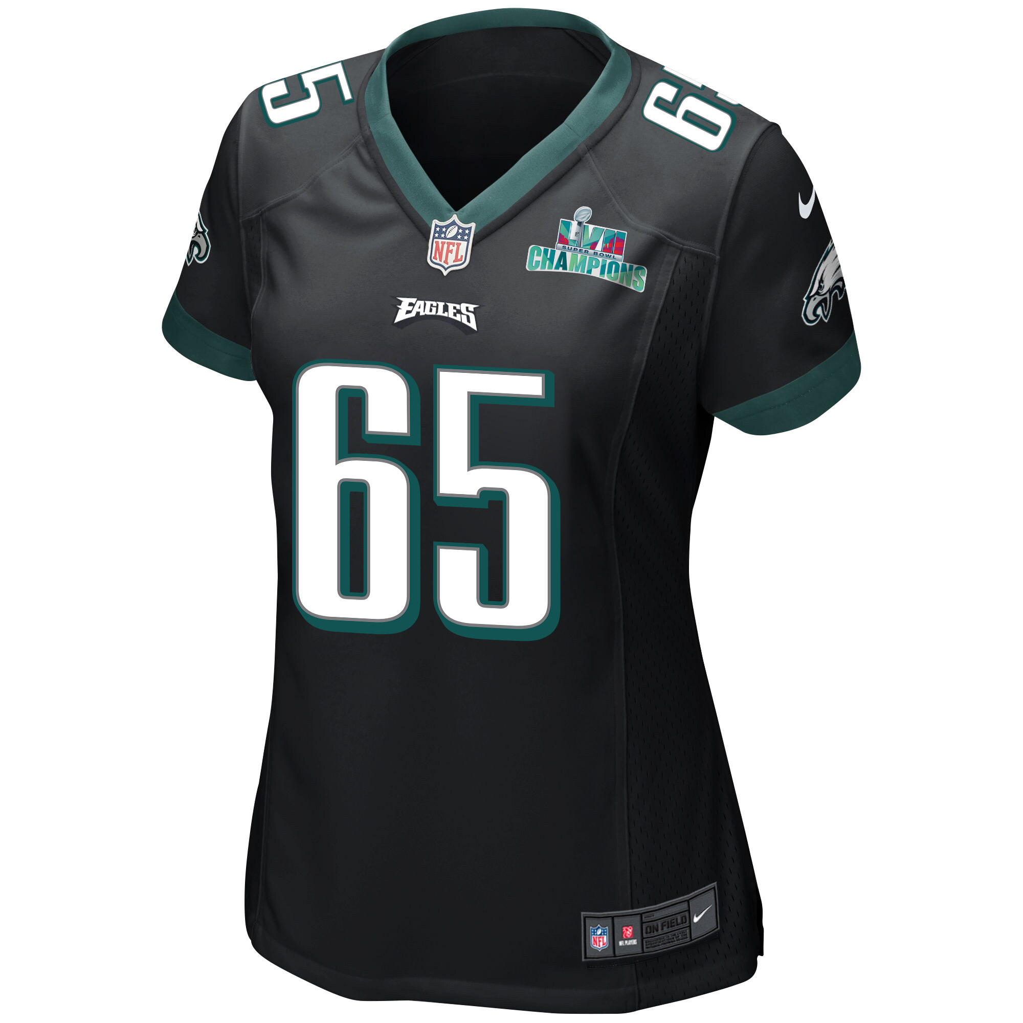 Lane Johnson 65 Philadelphia Eagles Super Bowl LVII Champions Women Game Jersey - Black