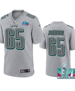 Lane Johnson 65 Philadelphia Eagles Super Bowl LVII Patch Atmosphere Fashion Game Jersey - Gray