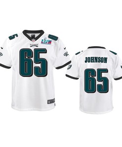 Lane Johnson 65 Philadelphia Eagles Youth Super Bowl LVII Game Jersey - White