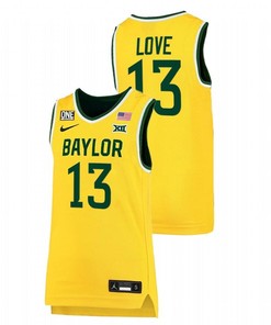 Langston Love 13 Gold Baylor Bears 2022 Big 12 College Basketball Jersey