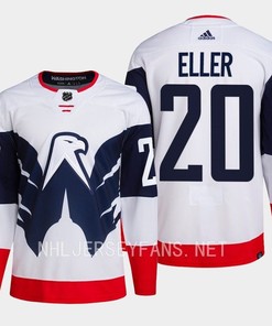Lars Eller 20 Washington Capitals 2023 Jersey Stadium White Primegreen