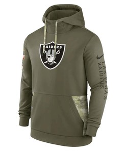 Las Vegas Raiders 2022 Salute to Service Therma Performance Pullover Men Hoodie - Olive