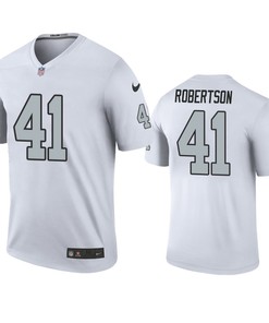 Las Vegas Raiders Amik Robertson White Color Rush Legend Jersey