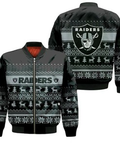 Las Vegas Raiders Christmas 3D Jersey Bomber Jacket