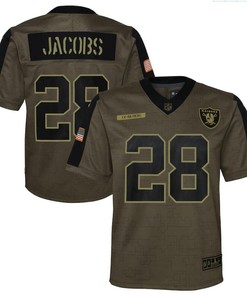 Las Vegas Raiders Josh Jacobs 28 Nfl Olive 2021 Salute To Service Game Men Jersey For Raiders Fans
