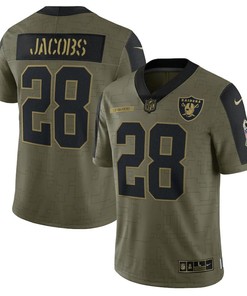 Las Vegas Raiders Josh Jacobs 28 Nfl Olive 2021 Salute To Service Retired Player Men Jersey For Raiders Fans