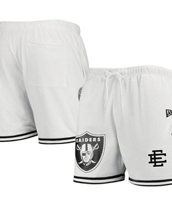 Las Vegas Raiders Logo Team White Mesh Shorts - Men