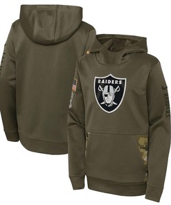 Las Vegas Raiders Youth 2022 Salute To Service Performance Pullover Hoodie - Olive