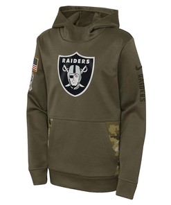 Las Vegas Raiders Youth 2022 Salute To Service Performance Pullover Hoodie - Olive