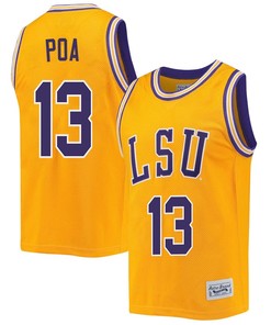 Last-Tear Poa 13 LSU Tigers 2023 NCAA Basketball Jersey Retro- Gold