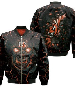 Lava Skull Cincinnati Bengals 3D Jersey Bomber Jacket