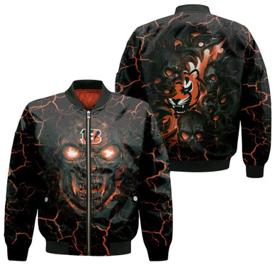 Lava Skull Cincinnati Bengals 3D Jersey Bomber Jacket