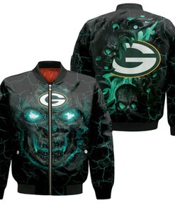 Lava Skull Green Bay Packers 3D Jersey Bomber Jacket