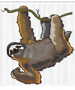 Lazy Sloth Bear Cartoon Shower Curtain for Bathroom Decor - Animal Print