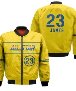 Lebron James Lakers 2021 All-Star Western Conference Gold Jersey Inspired Bomber Jacket