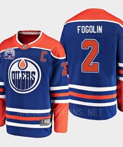 Lee Fogolin 2 Hall Of Fame Patch 2022 Edmonton Oilers Royal Jersey Home