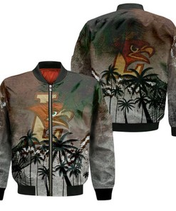 Lehigh Mountain Hawks Bomber Jacket Coconut Tree Tropical Grunge - NCAA