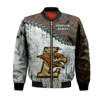 Lehigh Mountain Hawks Bomber Jacket Grunge Polynesian Tattoo- NCAA