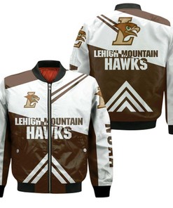 Lehigh Mountain Hawks Football Bomber Jacket  - Stripes Cross Shoulders - NCAA