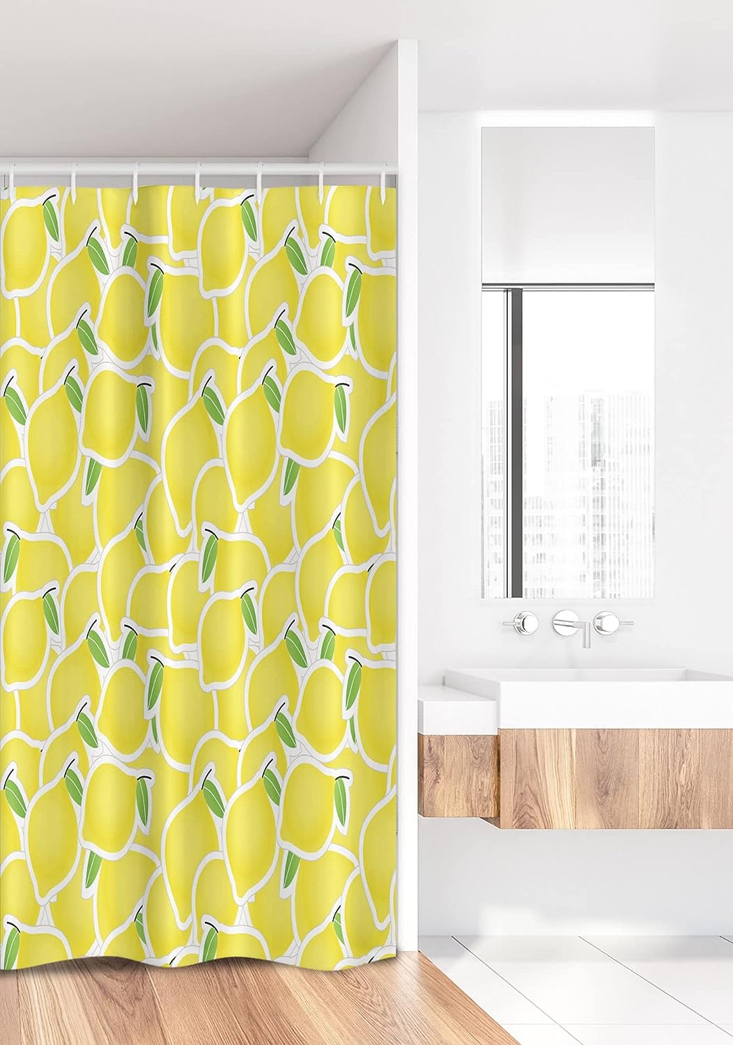 Lemon Citrus Shower Curtain, Bunch of Lemon Citrus Nature Art Print, Fabric Bathroom Decor