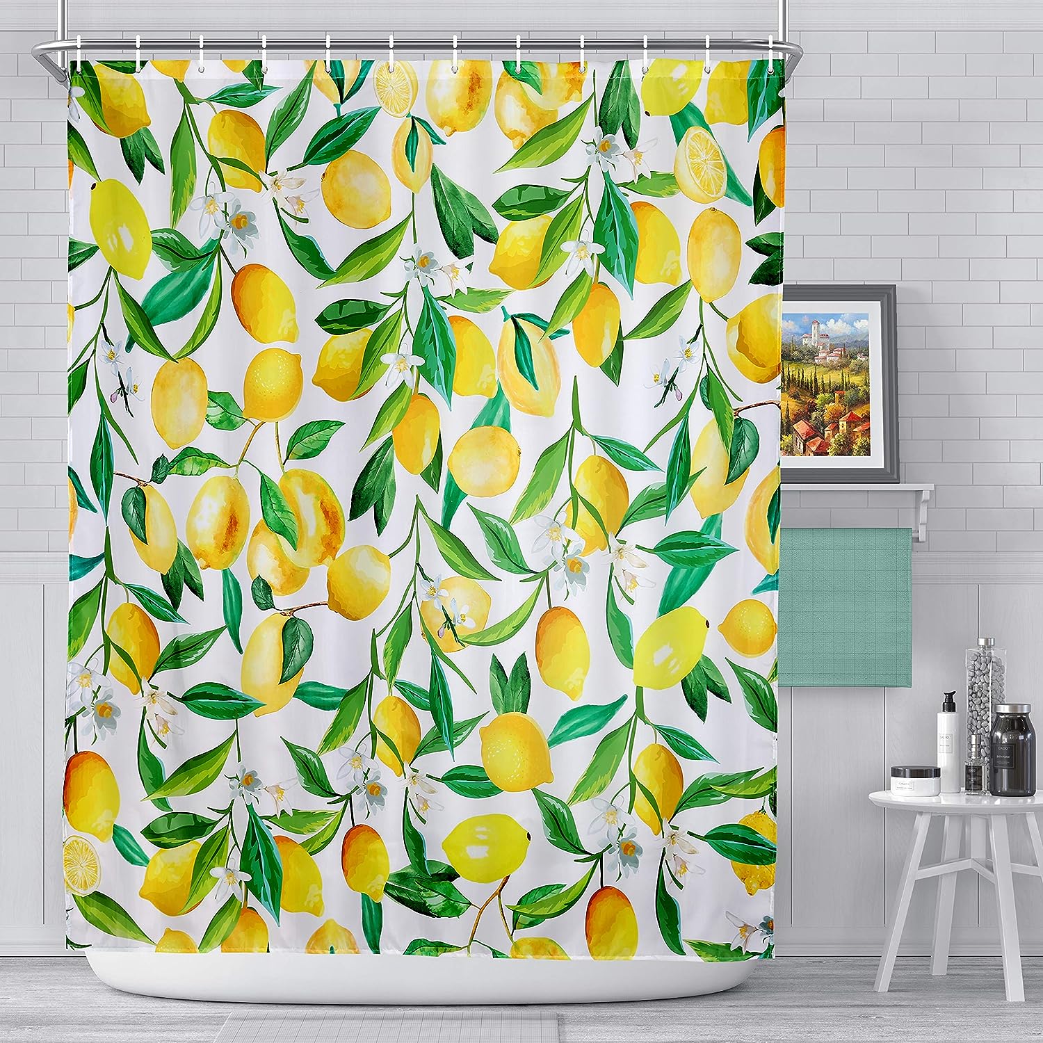 Lemon Fruit Shower Curtain - Waterproof Fabric for Bathroom Home Decor Washable Curtain