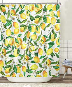 Lemon Fruit Shower Curtain - Waterproof Fabric for Bathroom Home Decor Washable Curtain