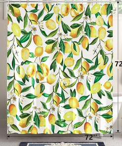 Lemon Fruit Shower Curtain - Waterproof Fabric for Bathroom Home Decor Washable Curtain