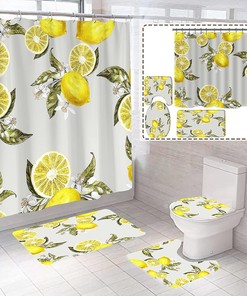 Lemon Shower Curtain and Cover Set for Refreshing Bathroom Decor